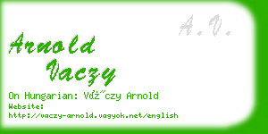 arnold vaczy business card